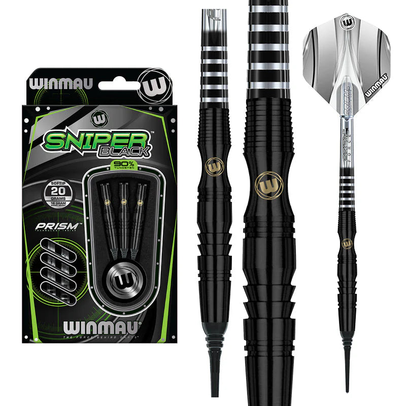 Winmau Sniper Black 90% Dart Set 18g B/W 20g F/W