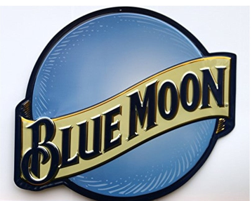Blue Moon Die-Cut Tin Sign