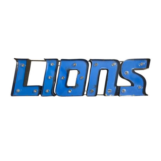Detroit Lions Recycled Metal Lighted Sign
