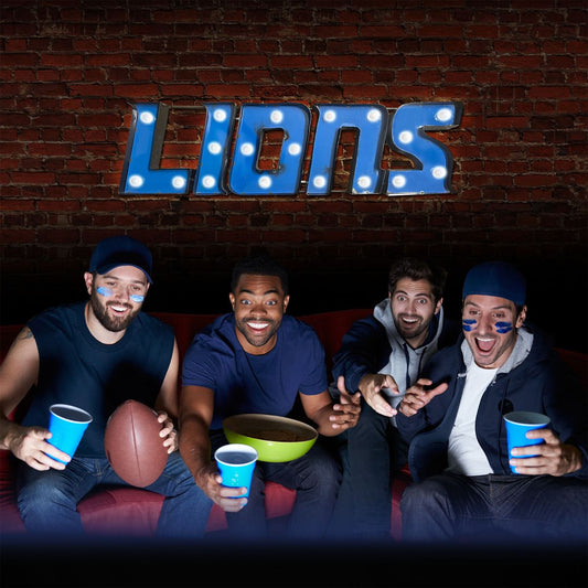 Detroit Lions Recycled Metal Lighted Sign