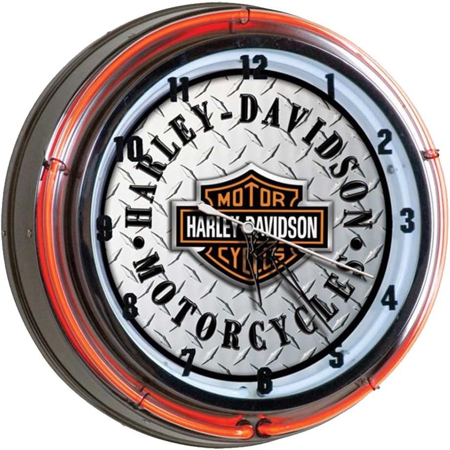 Ace Branded Products Harley Davidson Diamond Plate Neon Clock