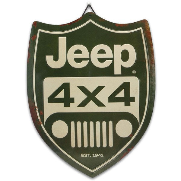 Jeep 4x4 Green Shield Domed Tin sign
