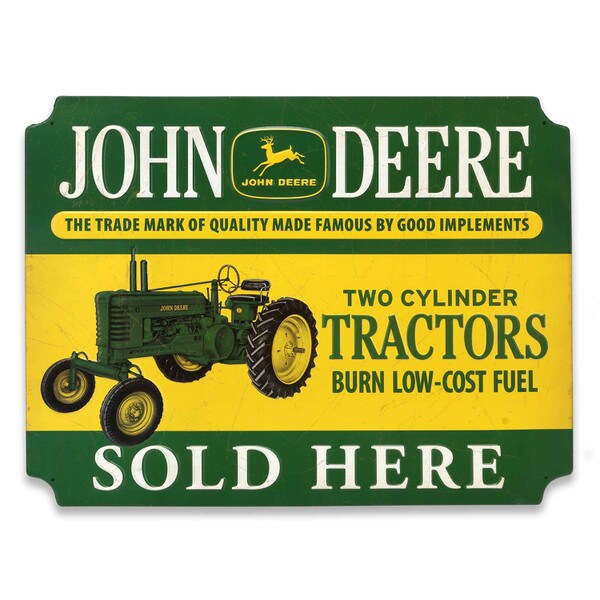 Open Road Brands John Deere Two-Cylinder Tractors Sold Here Metal Sign