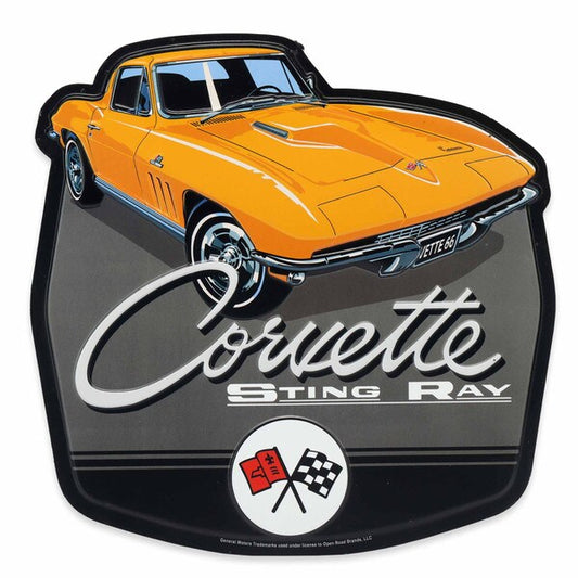 Chevrolet Corvette Yellow Sting Ray Tin Sign