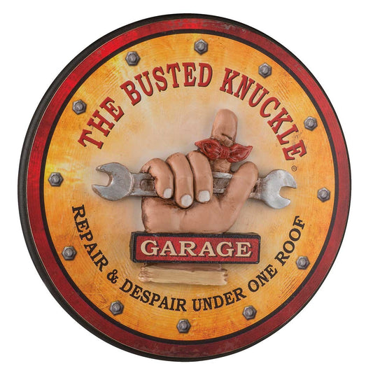 The Busted Knuckle Garage Round Pub Sign
