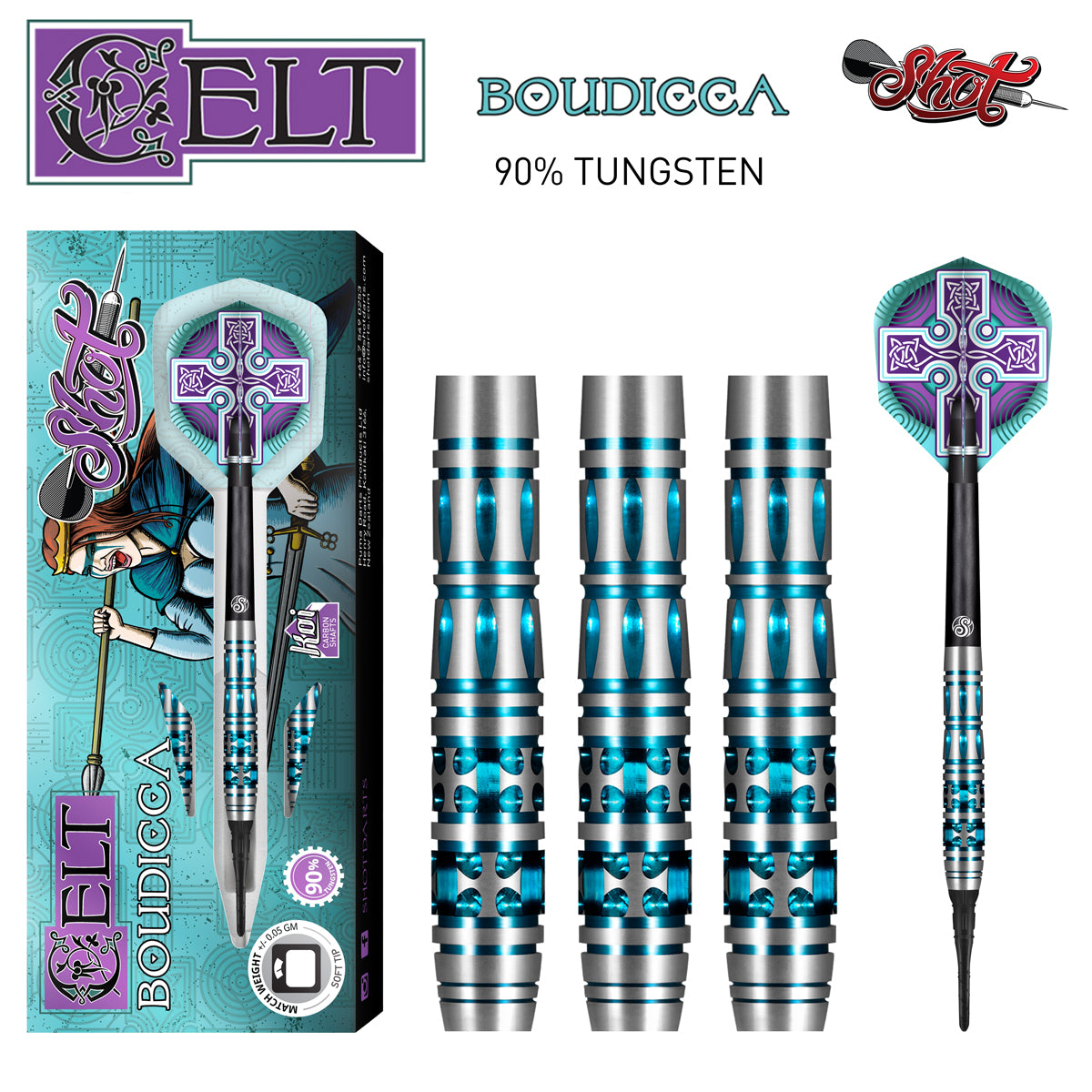 Shot Darts Celt Boudicca Soft Tip Darts 18gm