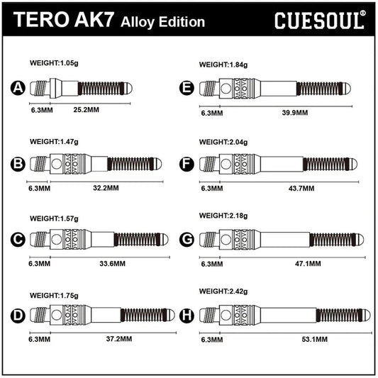 Cuesoul Tero AK7 Aluminum Dart Shafts - A 25mm Black