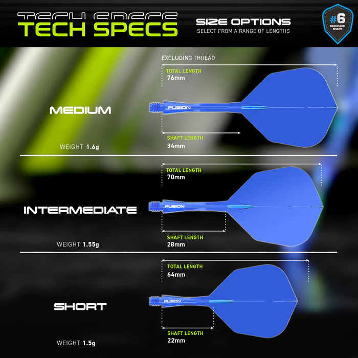 Winmau Fusion #6 Integrated Flight & Shaft Blue Translucent