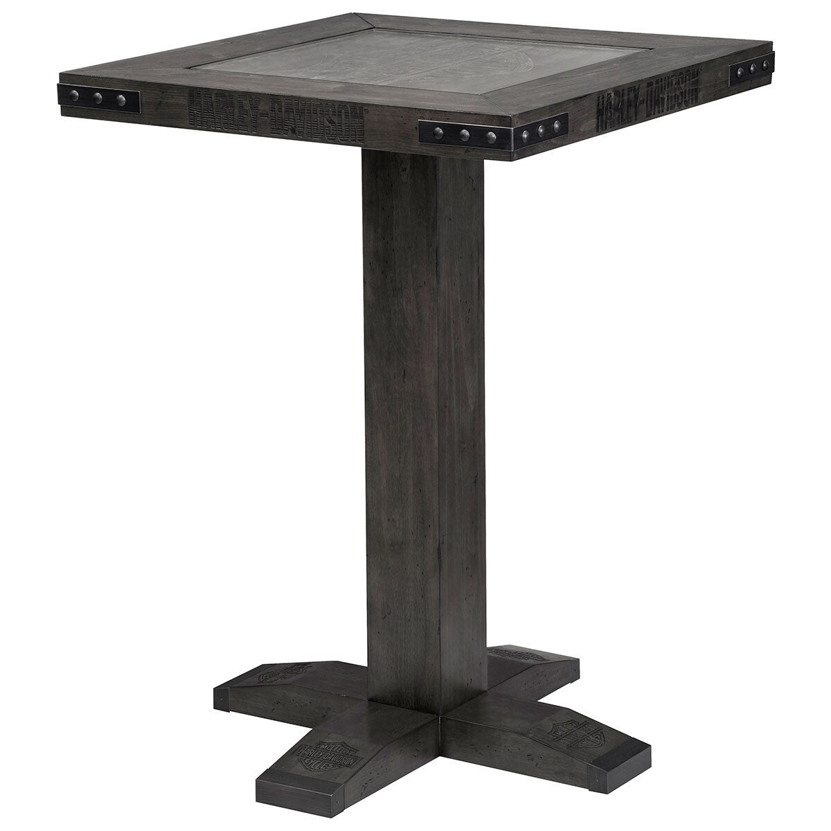 Harley Davidson B&S Square Pub Table - Industrial Grey