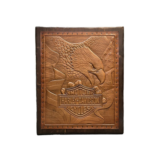 Harley Davidson Patriotic Eagle Leather Wall Art