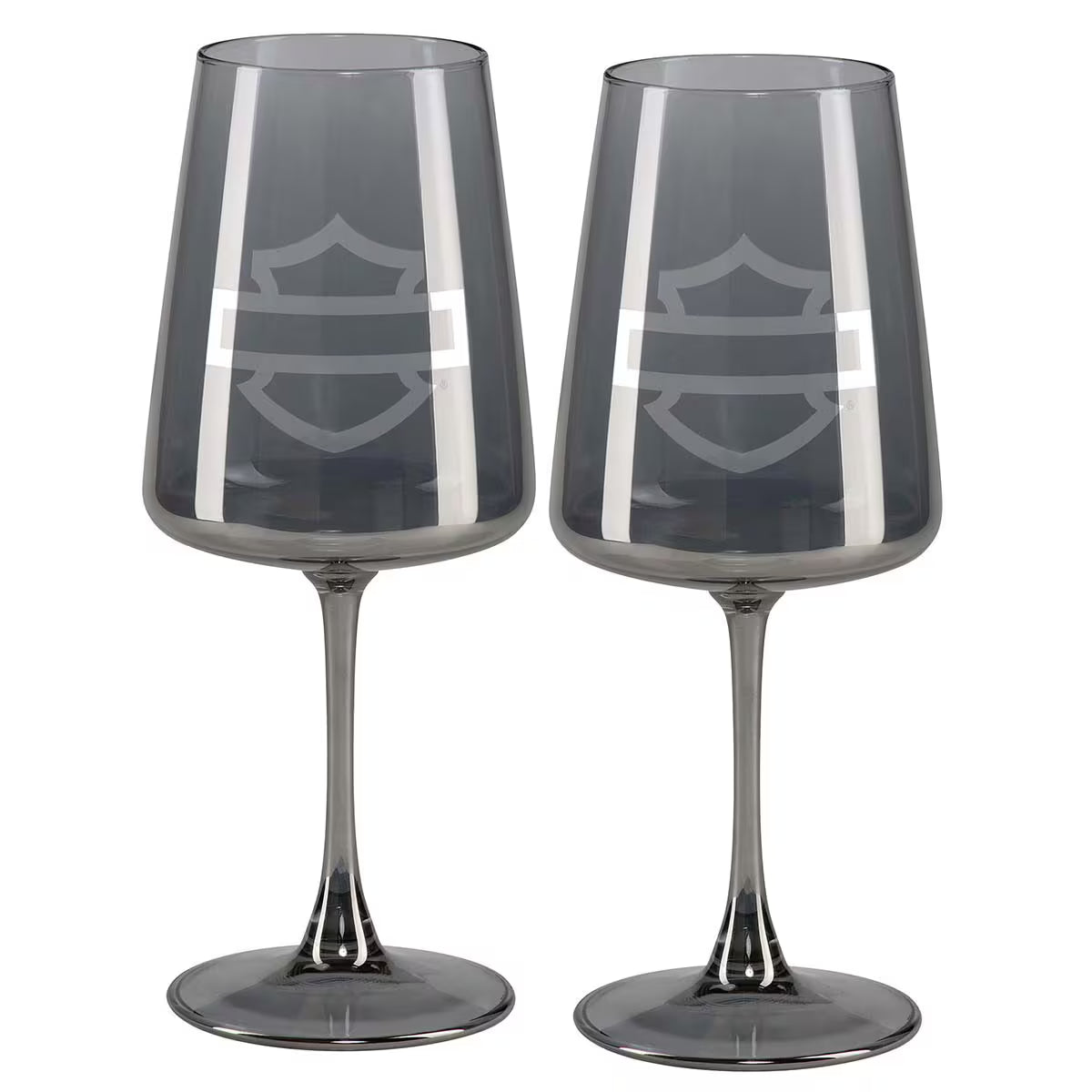 Harley Davidson Open B&S Smoke Grey Wine Glass Set
