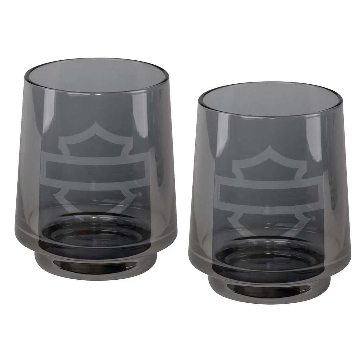 Harley Davidson Open B&S Smoke Grey Rocks Glass Set