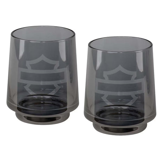 Harley Davidson Open B&S Smoke Grey Rocks Glass Set