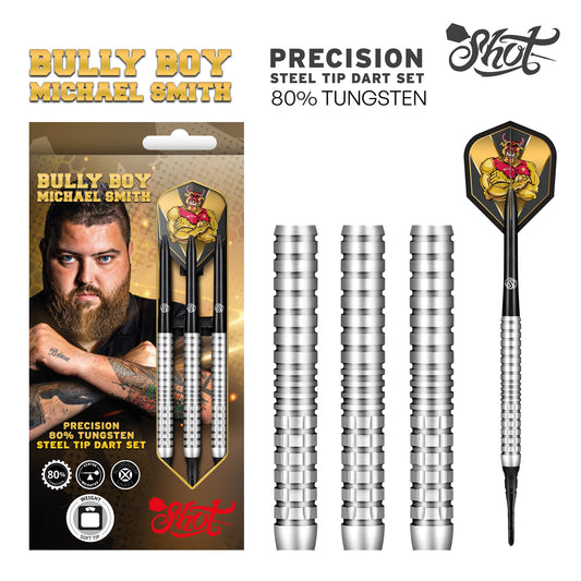 Shot Darts Michael Smith Bully Boy Precision Soft Tip Dart Set - 80% Tungsten -20gm