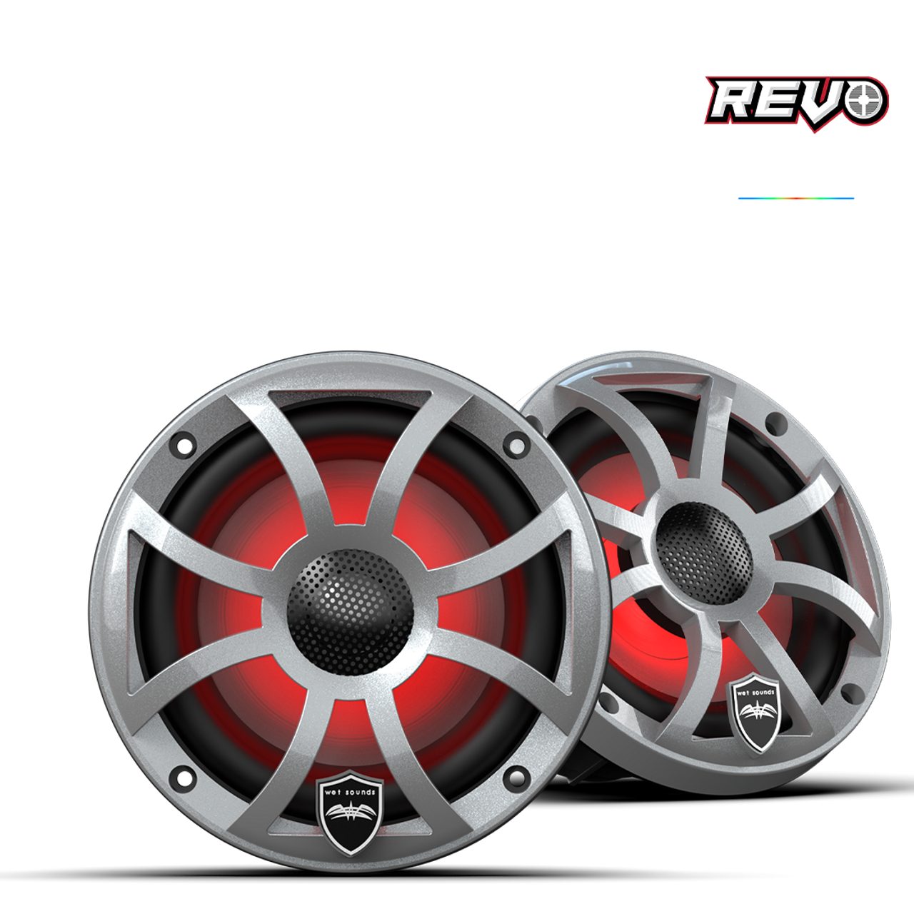 Wet Sounds XS/Stainless White Grille 6.5” Coaxial Speaker w/ RGB Tweeter - Pair