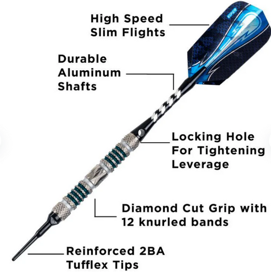 Viper Astro 80% Tungsten Soft Tip Darts Green Rings 18 Grams