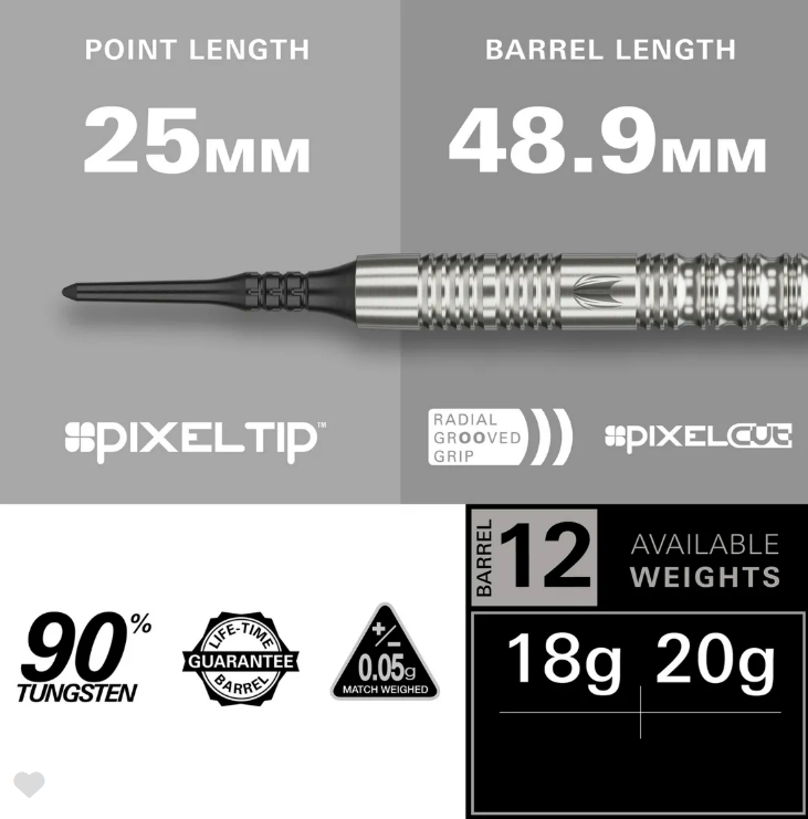 Target Darts Hydro 12 90% 20g Soft Tip Dart Set
