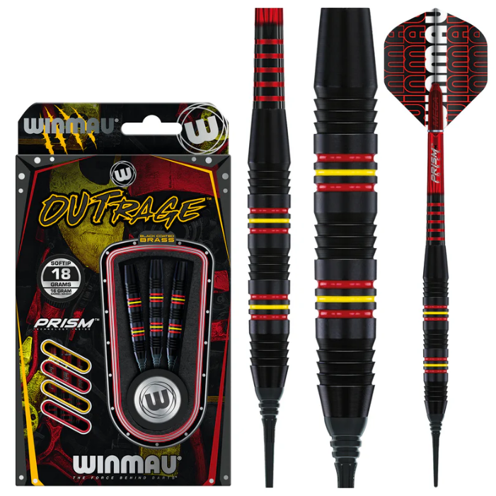 Winmau Outrage Brass Soft Tip Dart Set - 18g