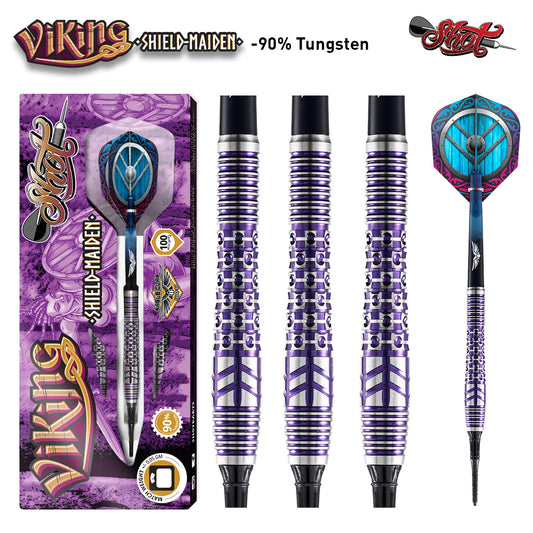 Shot Darts Viking Shield-Maiden Soft Tip Darts - 90% Tungsten Front Weighted 18gm