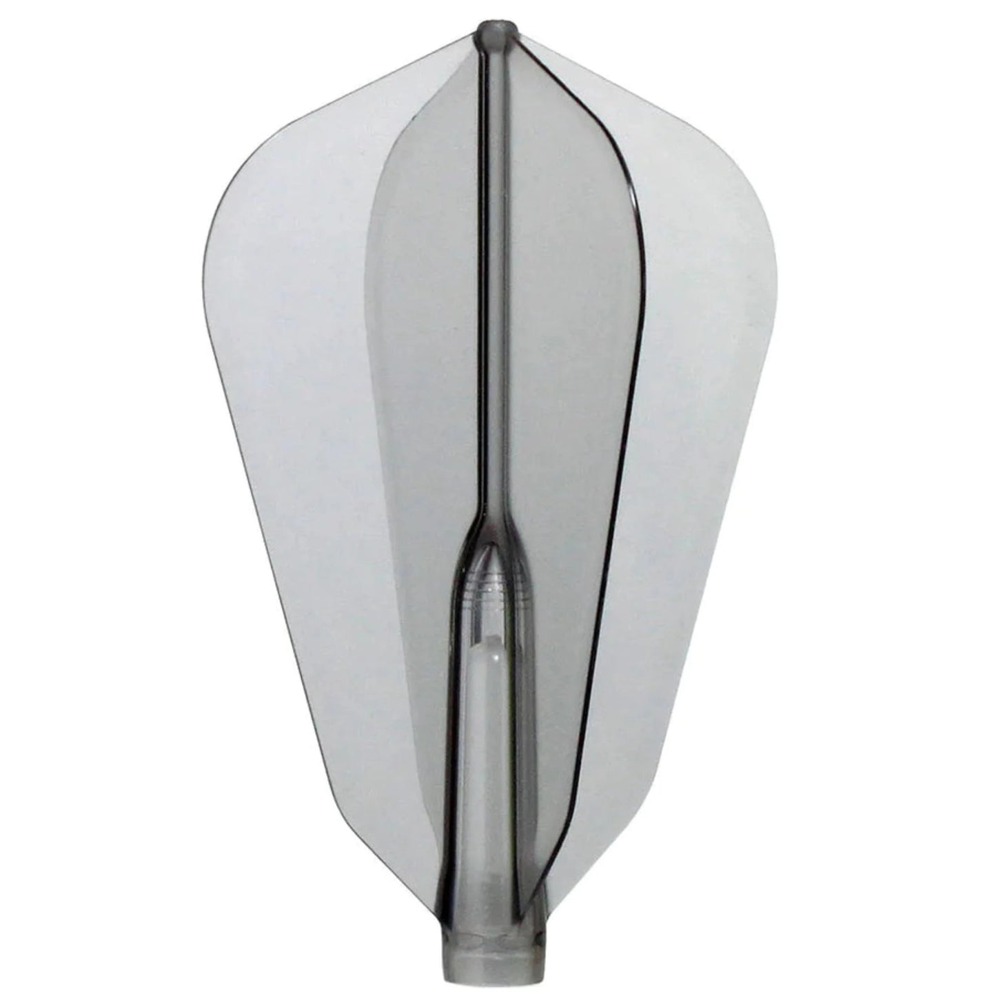 Set of 3 Fit Flight Air Dart Flights in Fantail Smoke design, showcasing thin, flexible, and translucent grey appearance.