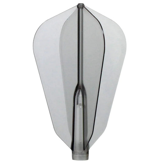 Set of 3 Fit Flight Air Dart Flights in Fantail Smoke design, showcasing thin, flexible, and translucent grey appearance.