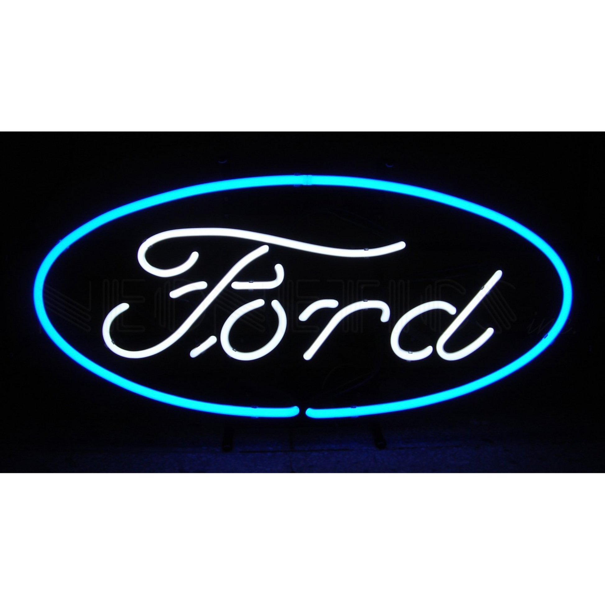 Ford Oval Logo Neon Sign in cool blue