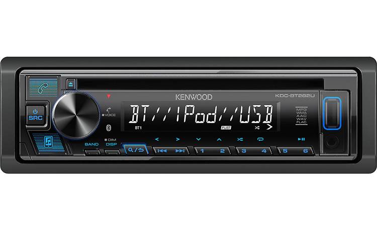 Kenwood CD Receiver, Bluetooth, Front USB and AUX, Blue Illumination, (1)2.5V RCA Preouts, Remote APP ready