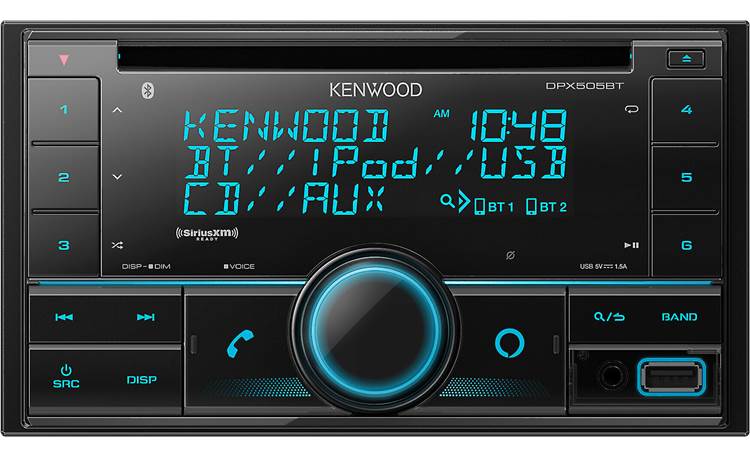 Kenwood CD Receiver, Bluetooth, Alexa Built-in, Alexa wake word enabled, Front USB & AUX, Variable Illumination, SiriusXM Ready, (3)2.5V RCA Preouts, Remote APP ready