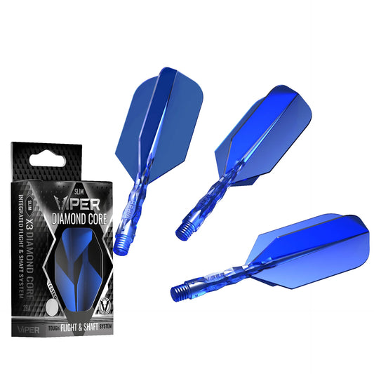 Viper Diamond Core Integrated Dart Flight & Shaft System - Short Shaft, Slim Flight - Blue