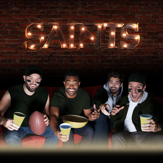 New Orleans Saints Recycled Metal Lighted Sign