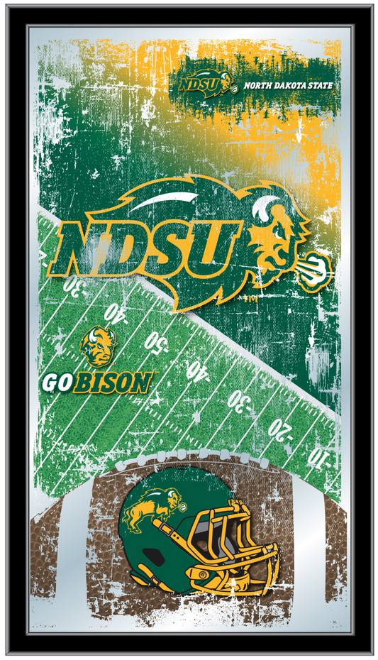 Front view of NDSU Bison Football Mirror with vibrant team logo and field design.