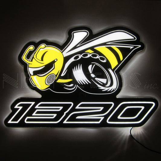 Scat Pack 1320 Dragpack Slim LED Sign with bold yellow and black design, perfect for drag racing fans and speed enthusiasts.
