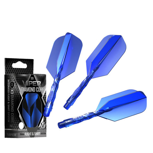 Viper Diamond Core Integrated Dart Flight & Shaft System - InBetween Shaft, Slim Flight - Blue