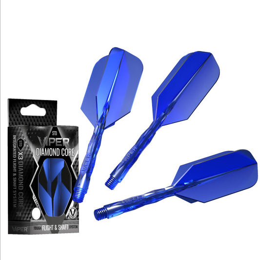 Viper Diamond Core Integrated Dart Flight & Shaft System - Medium Shaft, Slim Flight - Blue