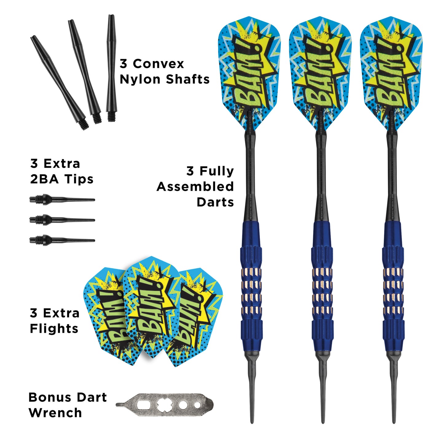 Viper Comix BAM! Blue Soft Tip Darts - 18gm
