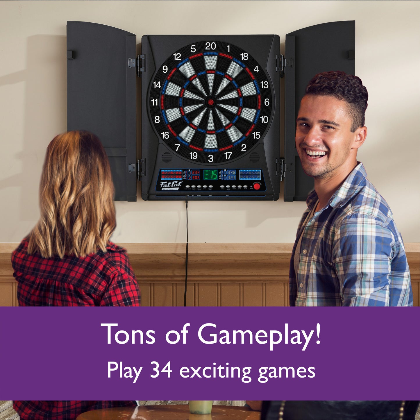 Fat Cat Electronx Electronic Dartboard & Cabinet Combo