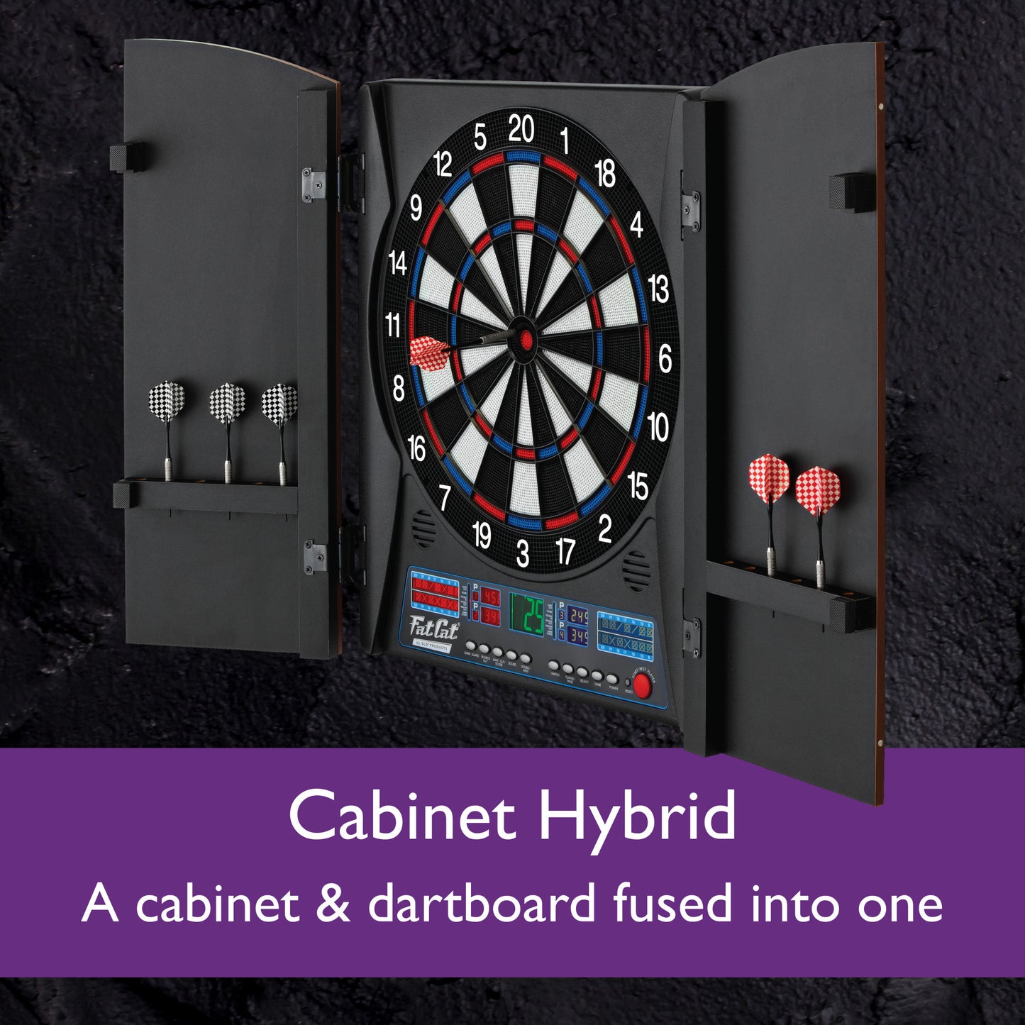 Fat Cat Electronx Electronic Dartboard & Cabinet Combo