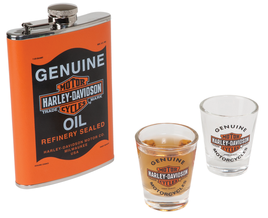 Harley Davidson Oil Can Flask Set