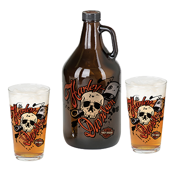 Harley Davidson Piston Skull Growler Set