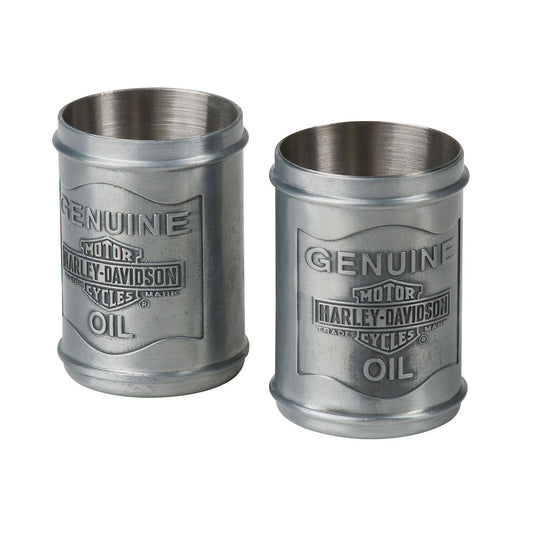 Harley Davidson Pewter Oil Can Shot Glass Set