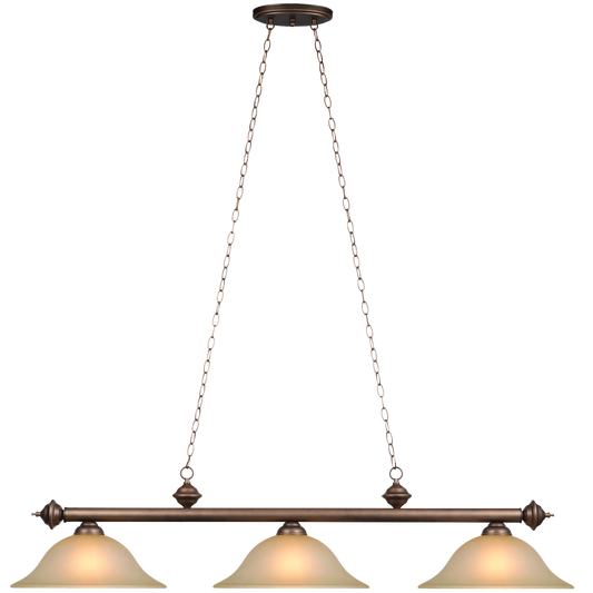 Bronze 3 Light Billiard Light | Stainless Glass Shades