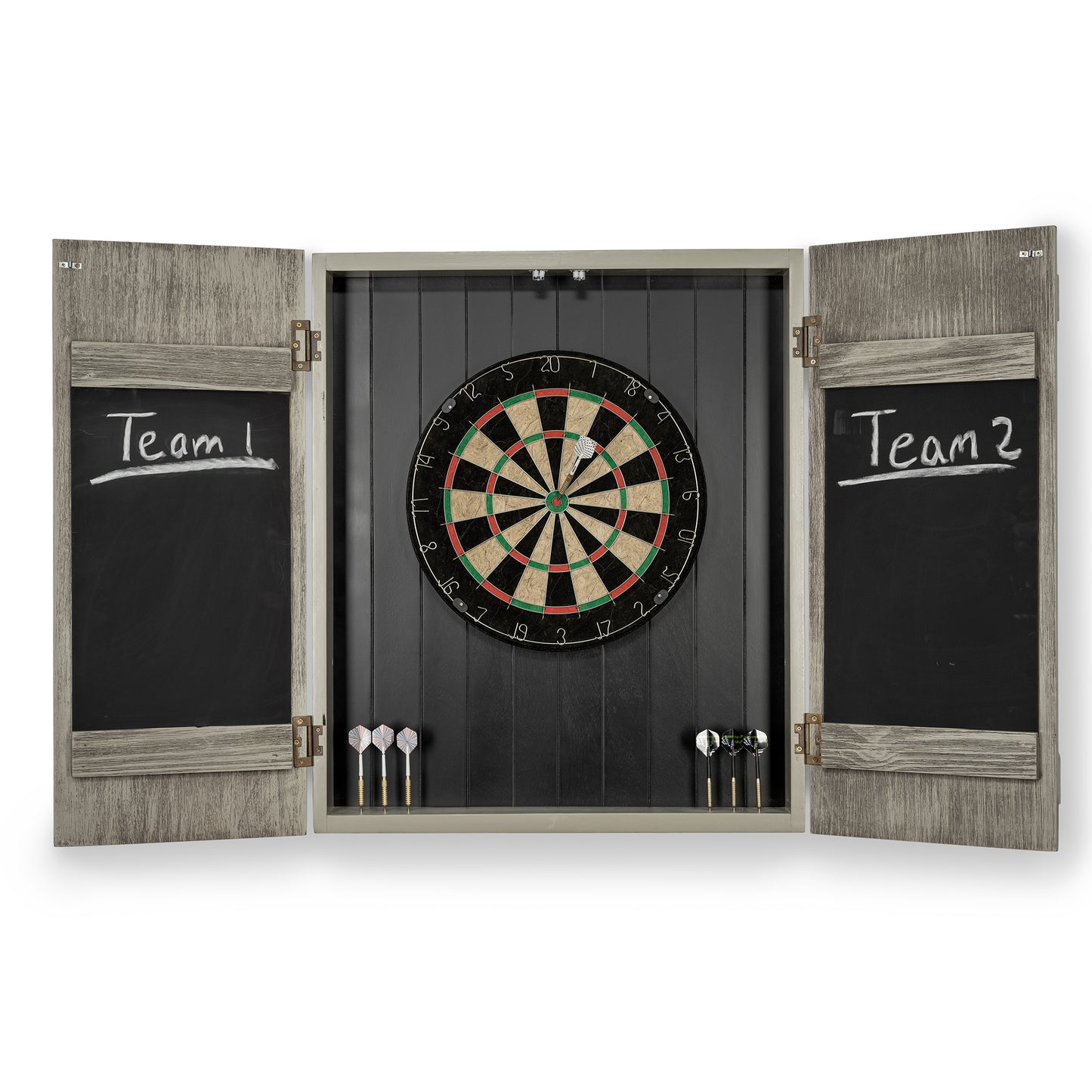 Presidential Rustic Barndoor Gray Dartboard Cabinet