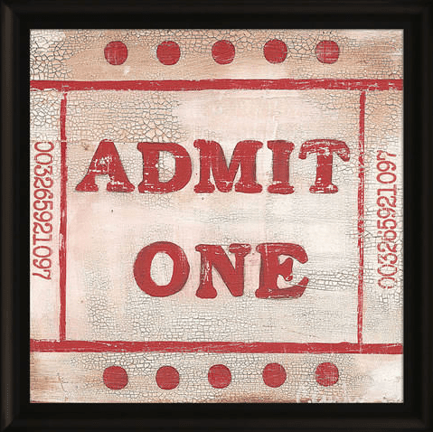 Admit One "Ticket" Framed Artwork