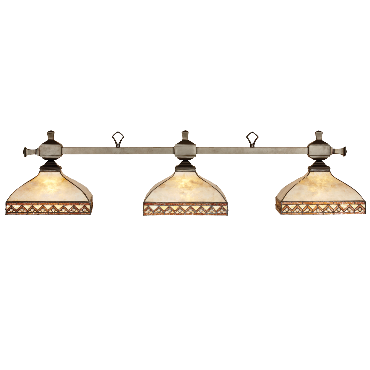 Beige Mica Stained Glass 3 Lamp Billiard Light CAVES