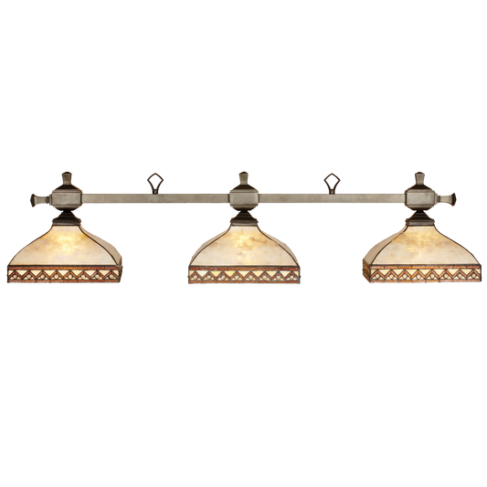Beige Mica Stained Glass 3-Lamp Billiard Light
