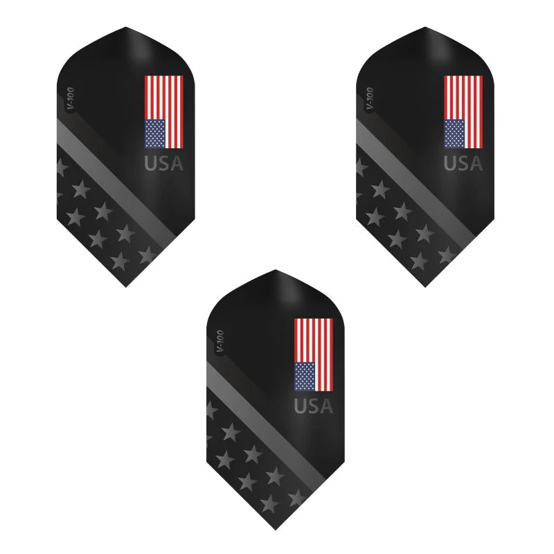 Viper V-100 Dart Flights Slim American Flag Monochrome USA