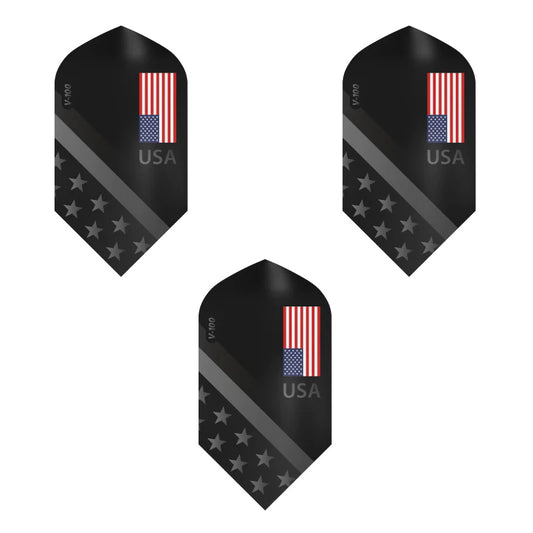 Viper V-100 Dart Flights Slim American Flag Monochrome USA