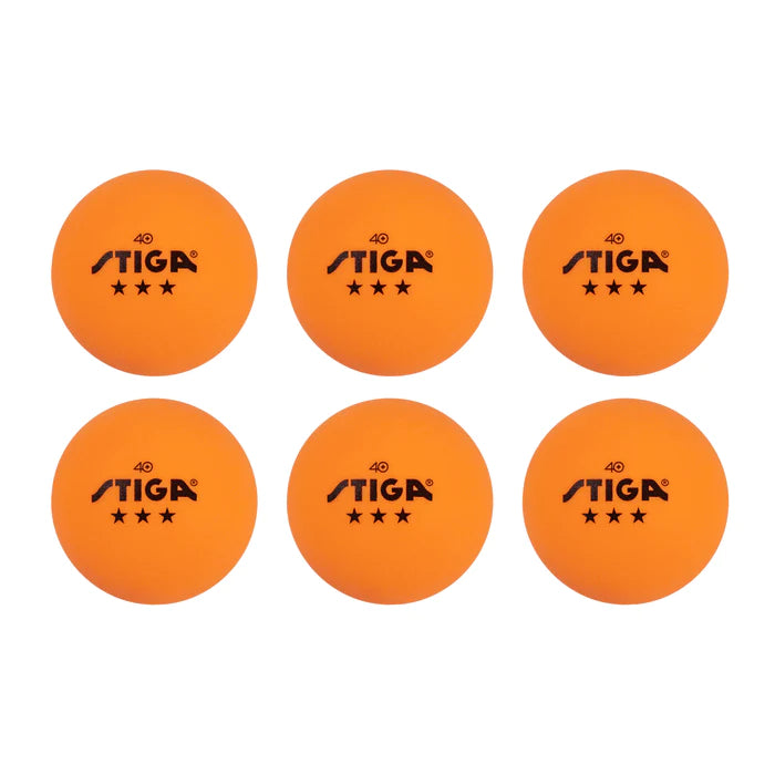Stiga 3 Star Ping Pong Balls - 6 Pack