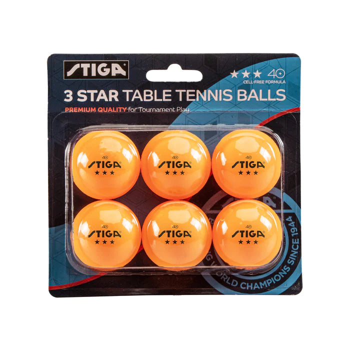 Stiga 3 Star Ping Pong Balls - 6 Pack