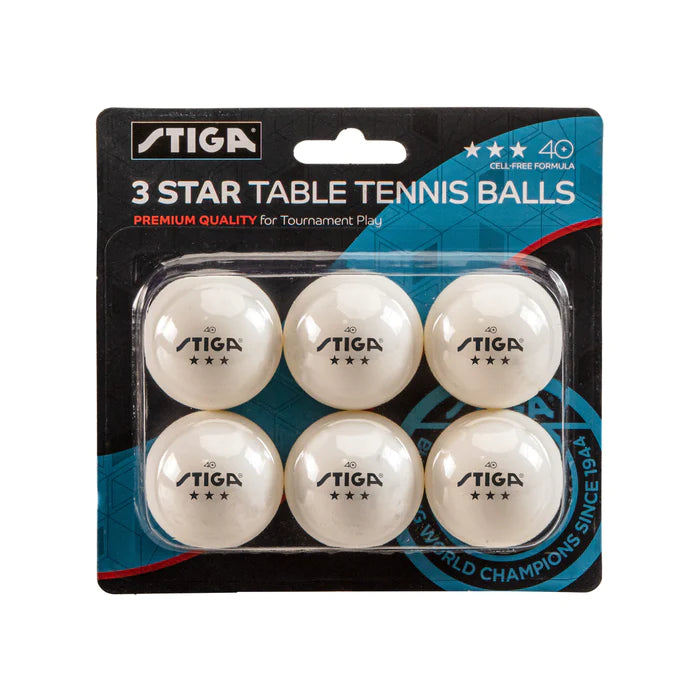 Stiga 3 Star Ping Pong Balls - 6 Pack